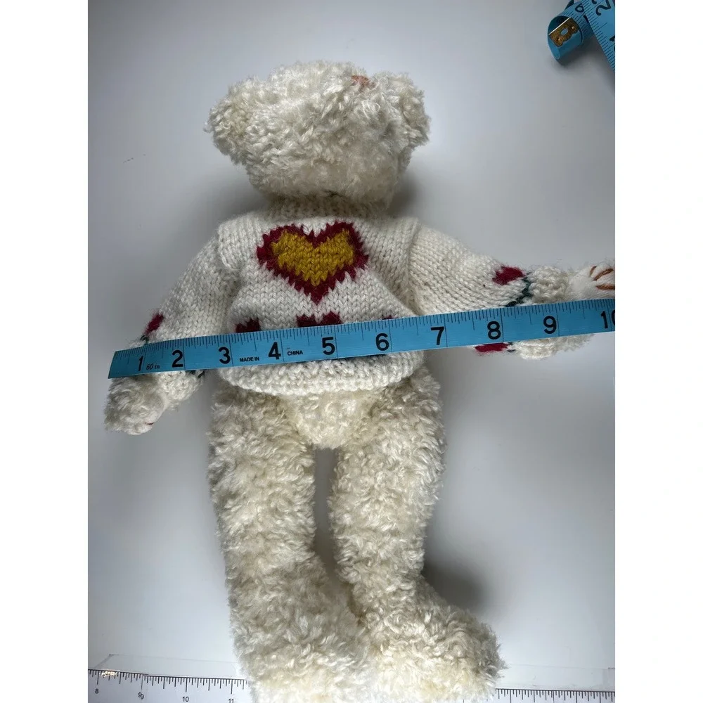 Ty Beanie Baby Teddy Attic Treasures Heartly‎ the Bear Cream Knit Sweater 1993